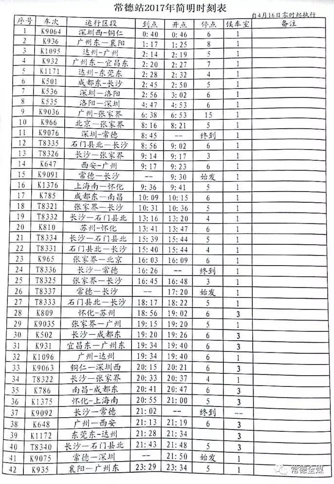 常德火车站最新时刻表详解