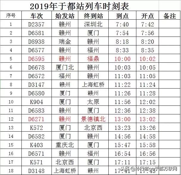 于都火车站时刻表最新详解