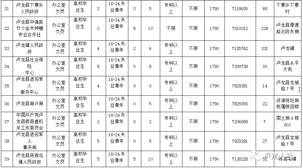 卢龙城区最新招工信息概览